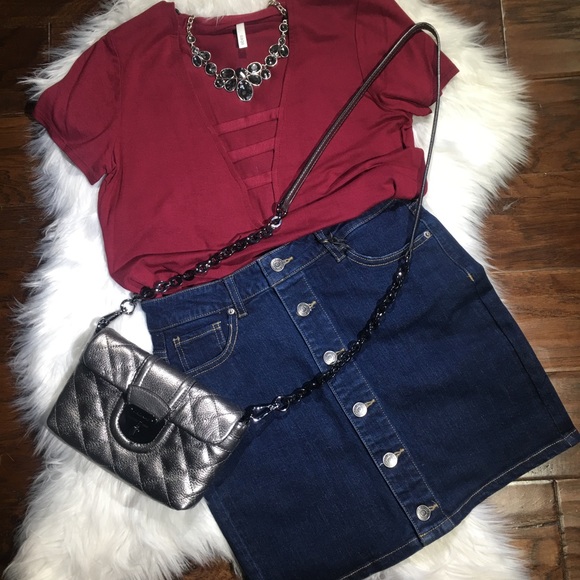Style Cash or Credit Dresses & Skirts - Denim High Waist Skirt Button Down Skirt